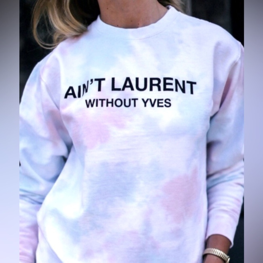 Aint Laurent Without Yves YSL Tie-Dye Cotton Crewneck Sweatshirt Size S/M